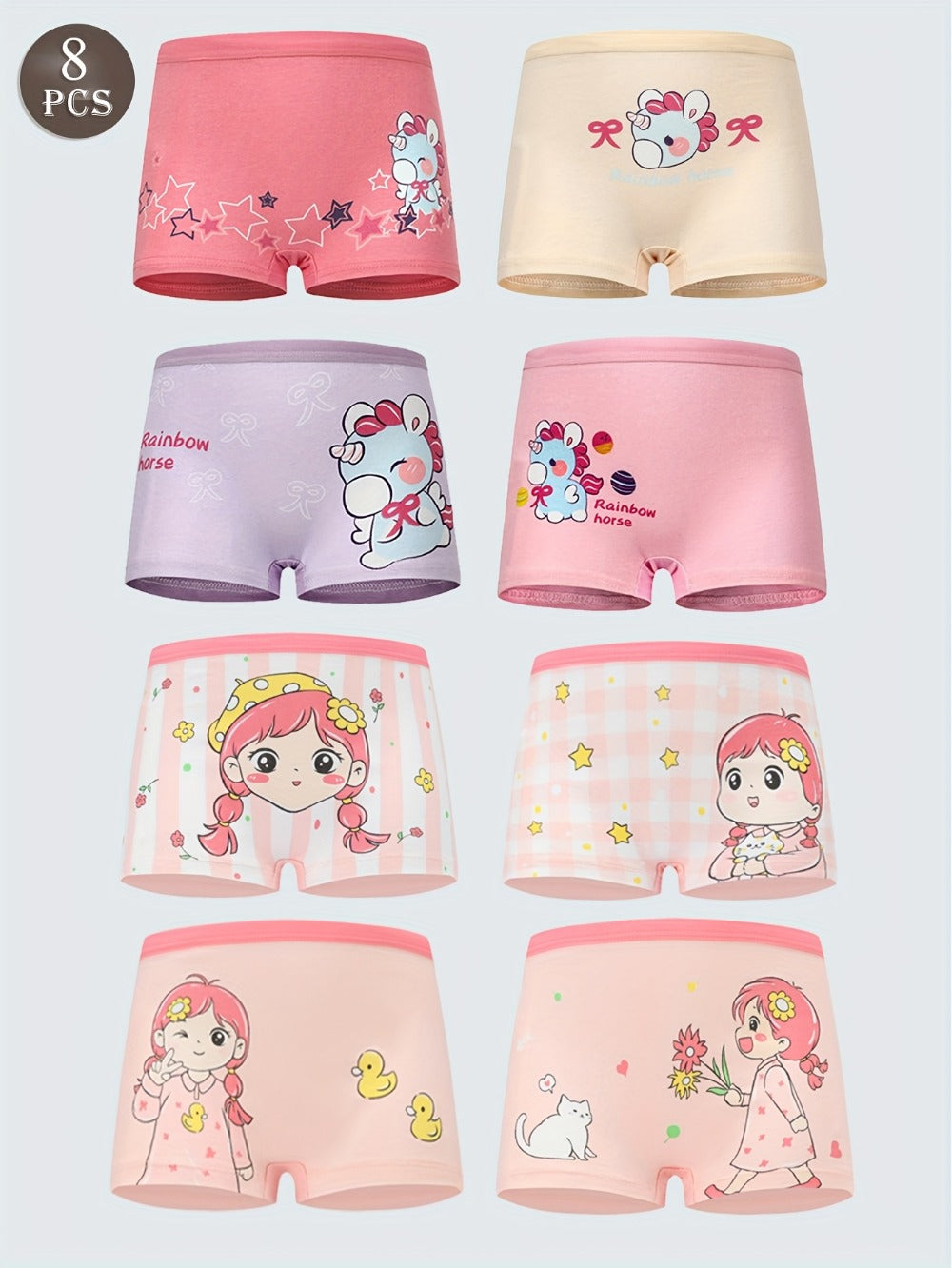 Girls' Boxer Briefs - 8-Pack Animal Print Style 5685