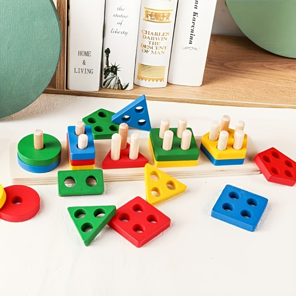 Geometric Building Blocks Toy - Colorful geometric pieces for stacking and shape play
