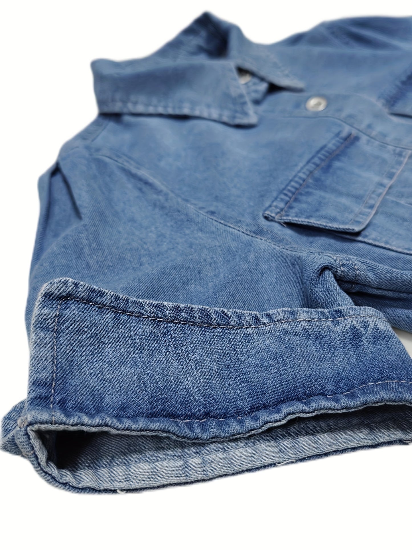 Women'S Casual Denim Midi Dress - Short Sleeve, Button-Up Shirt Style with Pockets, Flattering A-Line Cut, Light Blue Blend Fabric, Perfect for Spring And Fall