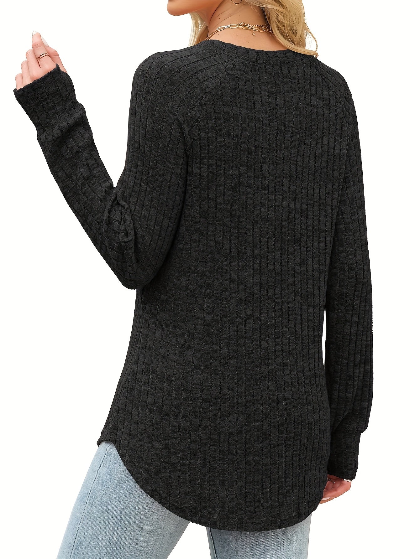 3pcs Women's Round-Neck Sweater & Loose Blouse - Thin Casual Layering Suitable for Fall Winter, Machine Washable Loose-Fitting Shirt and Sweater