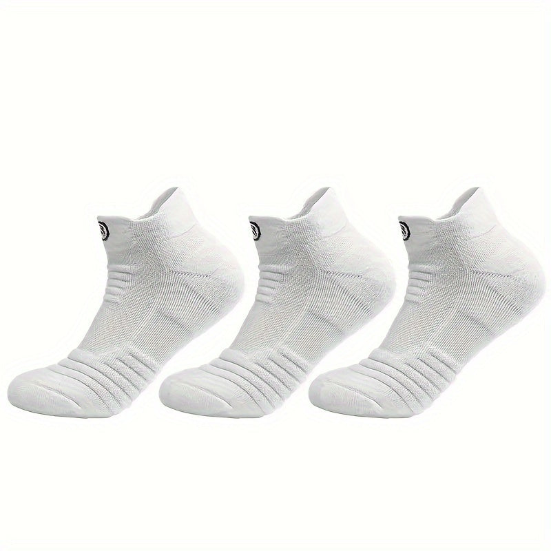 12 Pairs of Men's Thick Towel Fabric Sole Anti-slip and Moisture-absorbing Sports Socks, with Cushioning and Breathable Design, Suitable for Marathons, Outdoor Sports, Casual Wear, Sporty Style, Enhanced Stitching, and an Active Lifestyle