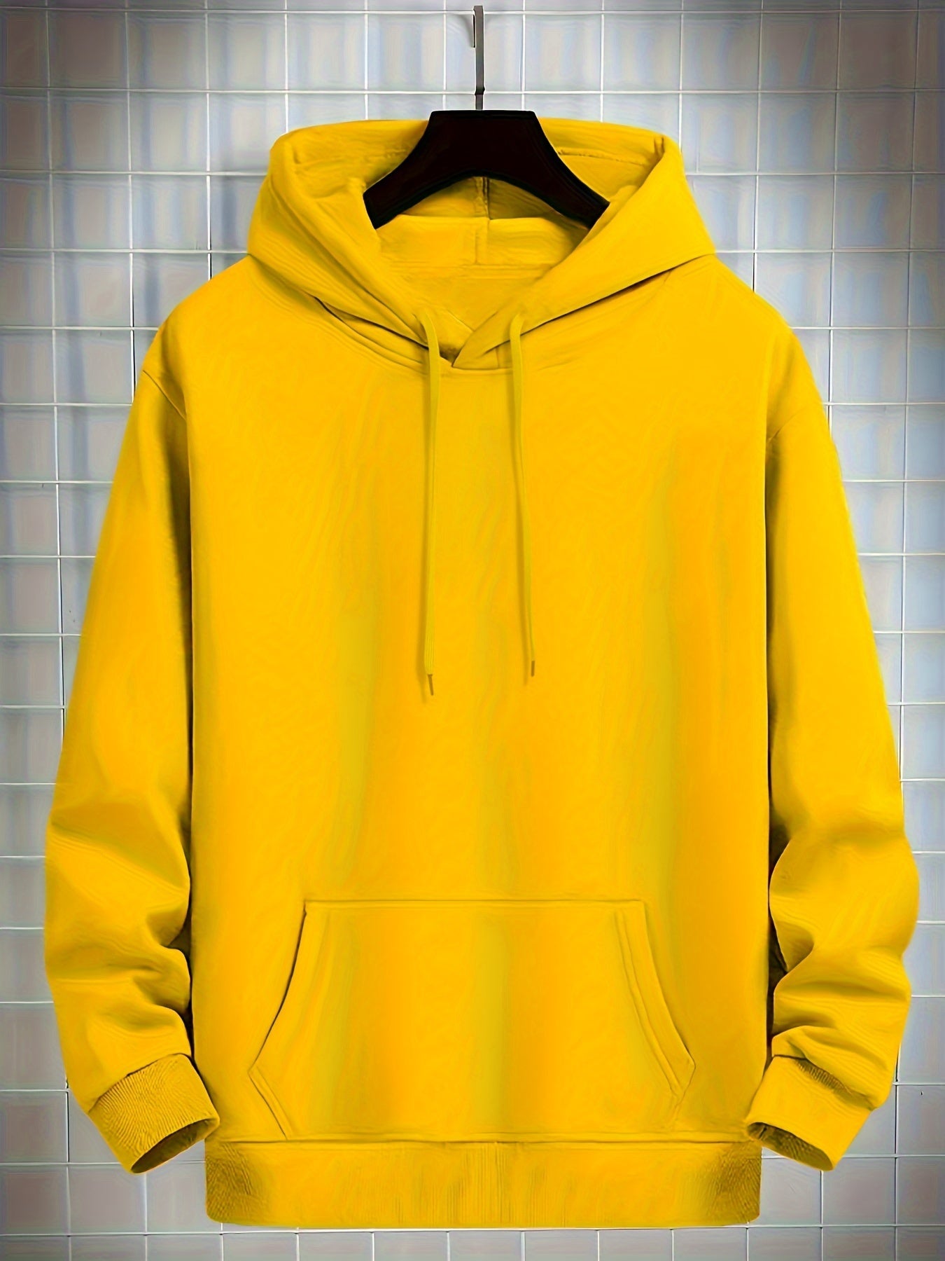 4 Simple Solid Color Hoodies with Kangaroo Pockets, Casual Hoodie for Men