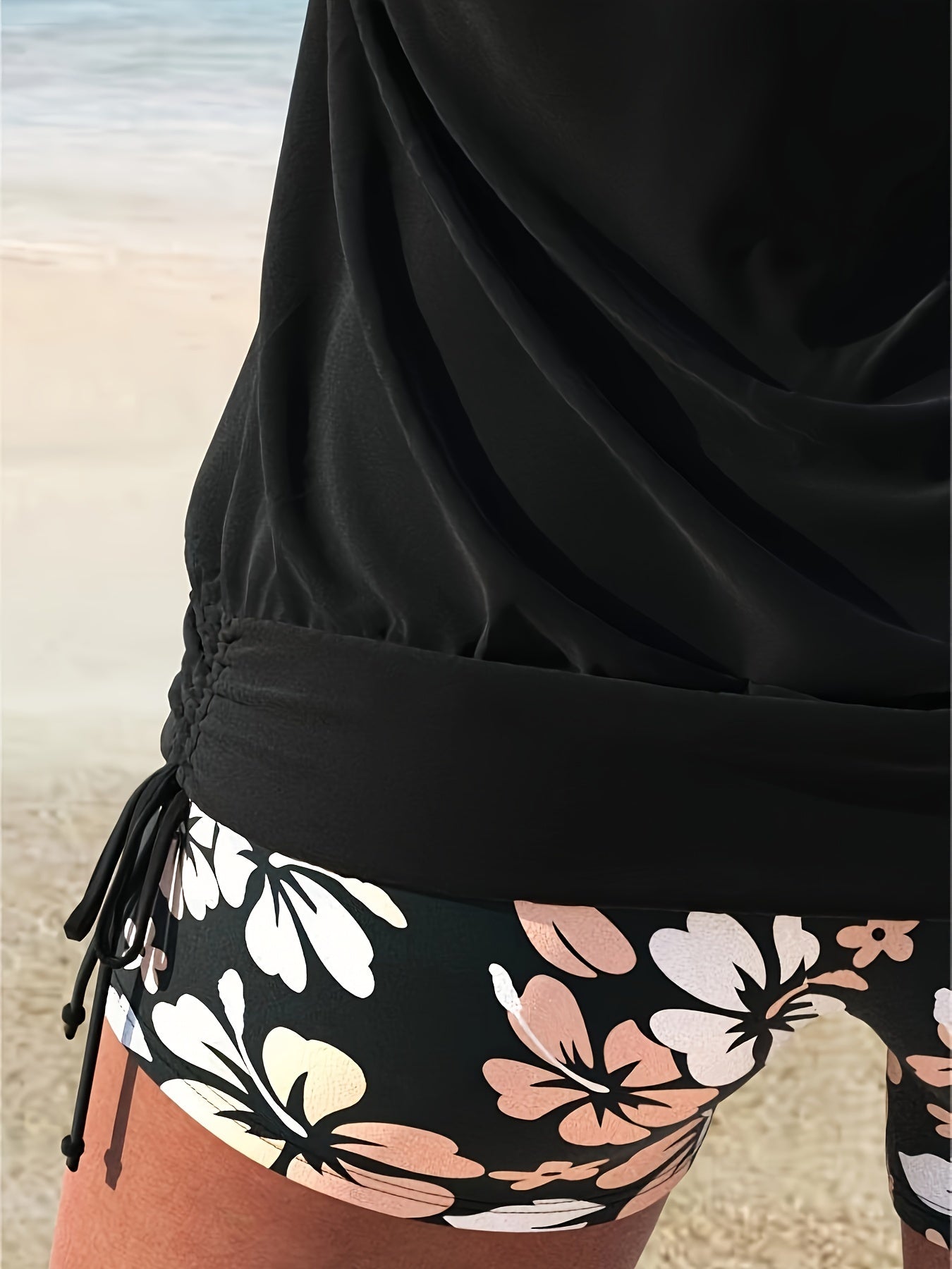New European And American Tankini Split Swimsuit, Covering The Belly, Conservative Flat Leg Pants, Printed Swimsuit