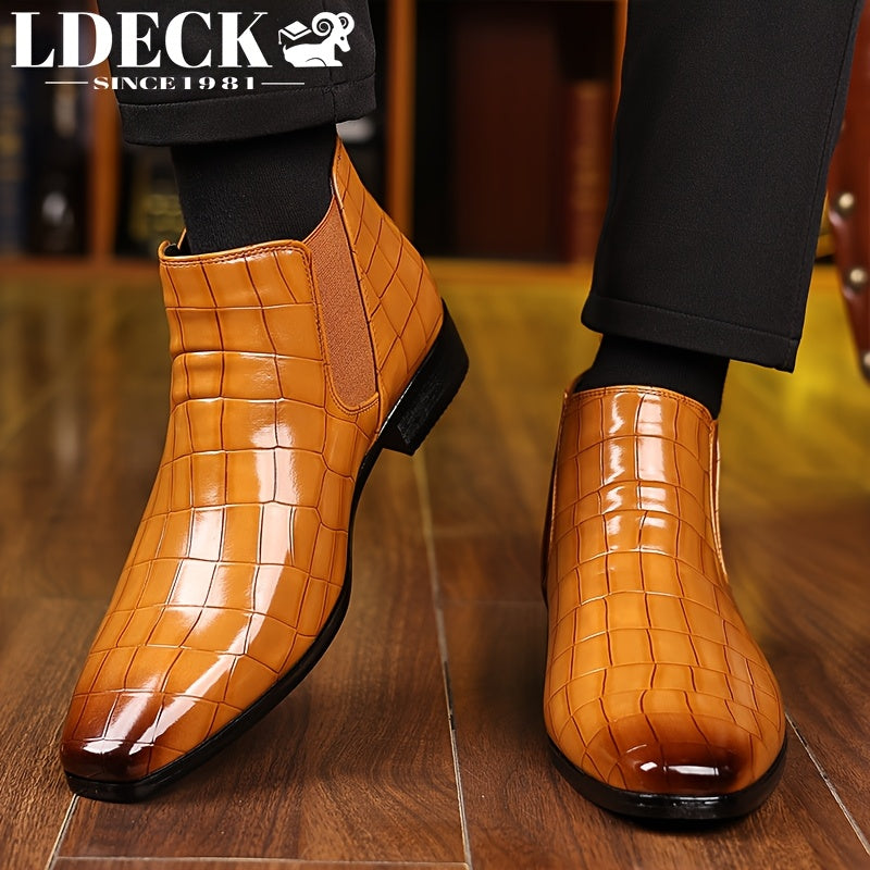 Men's Pointed-toe Trendy Chelsea Boots, Anti-skid High-top Slip-on Boots for Outdoor, Spring And Autumn