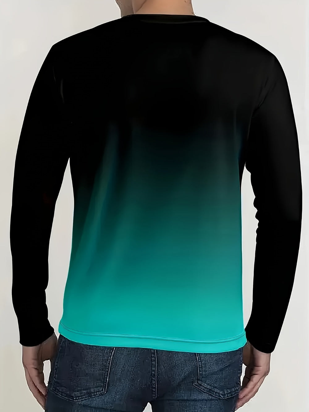 Men's Graphic Print T-Shirt - Crew Neck Long Sleeve