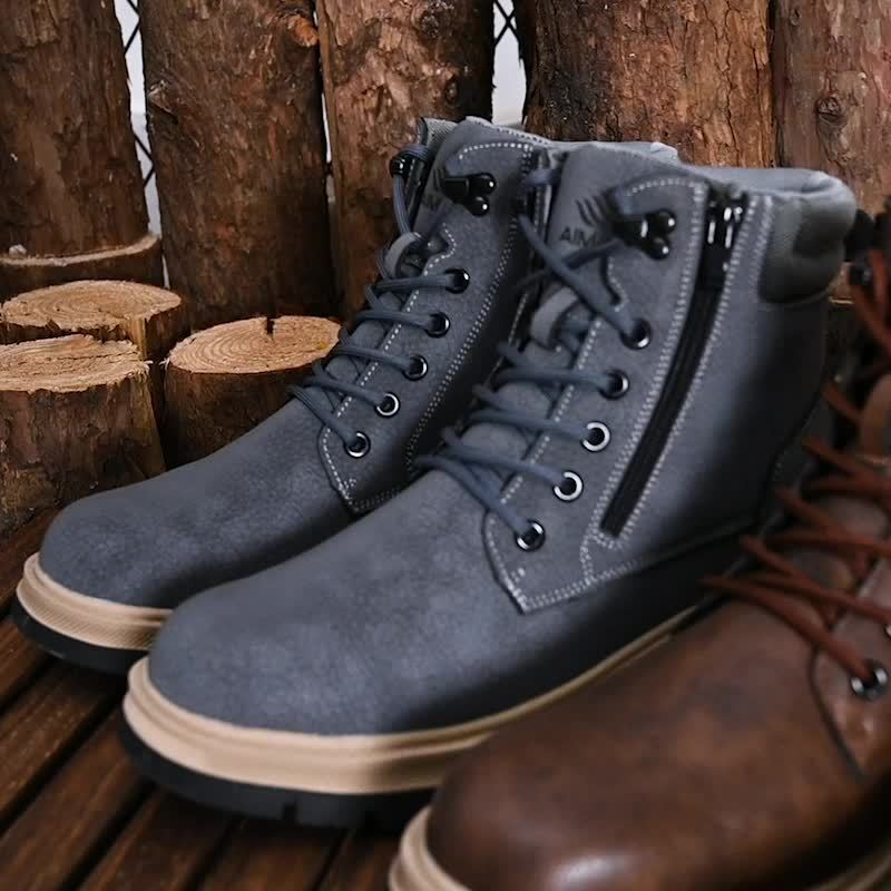 Men's Work Safety Boots - High-top Design with Steel Toe Protection - Impact-resistant, Puncture-resistant, Slip-resistant, And Wear-resistant. Ideal for Construction, Factory, Warehouse Operations, Industrial Settings, And Outdoor Labor.