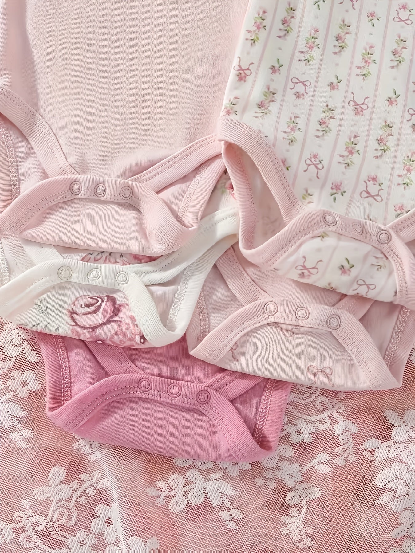 5pcs Random Pc of Baby Girl Rompers, Elegant And Cute Printed Baby Girl Clothing, Girl'S Romper, Pure Home Wear, for Outdoor