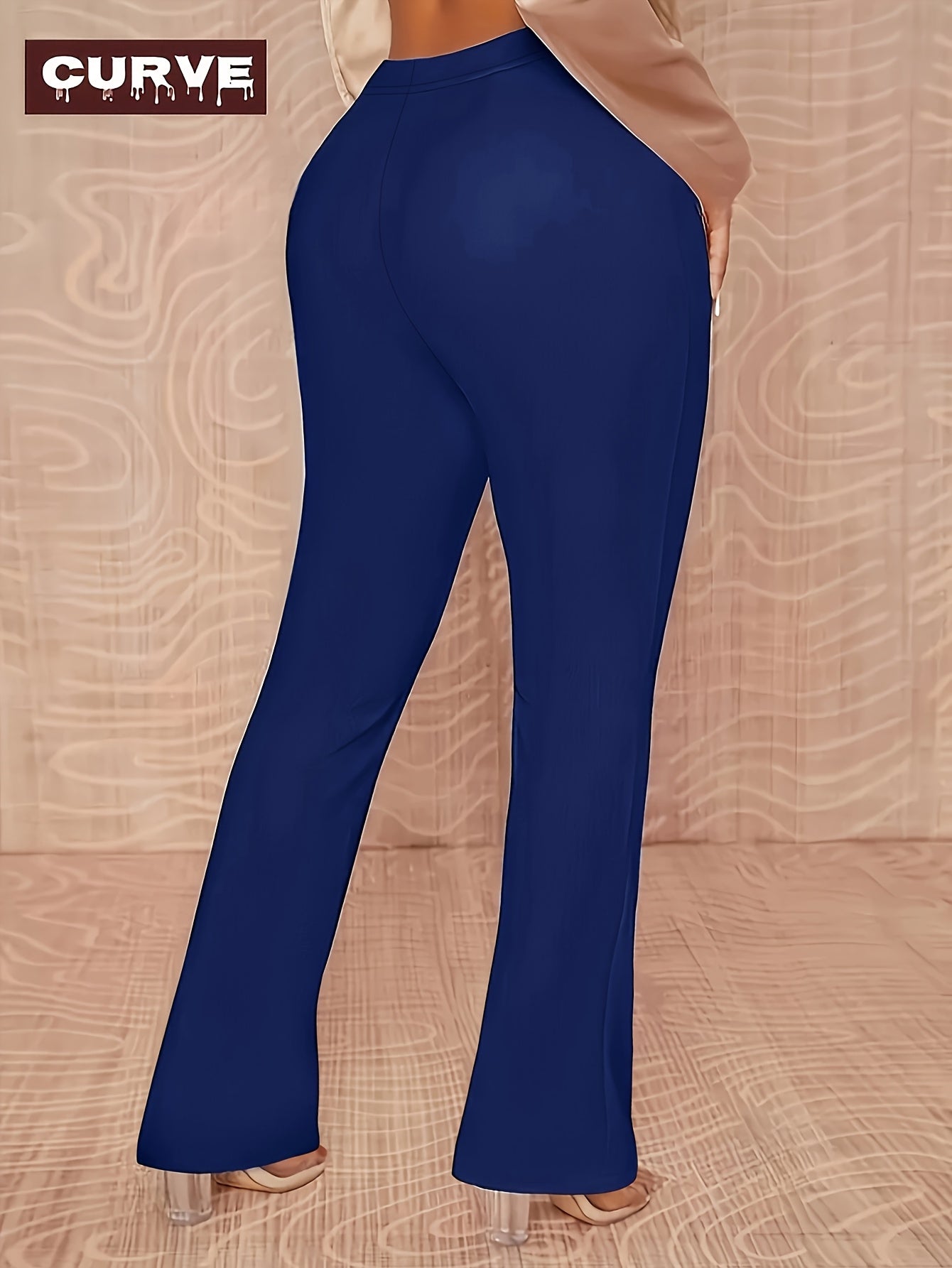 Plus Size, Spring, Summer And Autumn Plus Size Women's Pants, Tight High Stretch, Office Commuting Solid Color Trousers, Everyday Casual Suit Pants--Elegant Black Pants