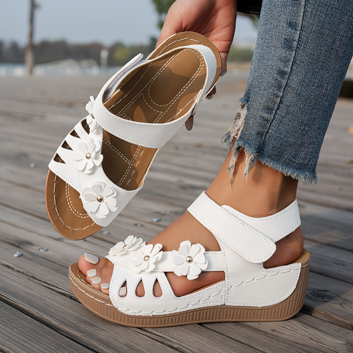 Women's Khaki 1 Floral Shoes - product view 7