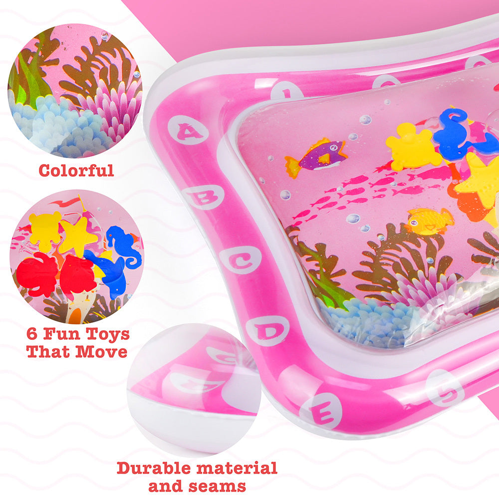 Pink/Blue Tummy Time Water Mat with Gift Box for Infants Toddlers Baby, 26x20 in,Inflatable Water Play Mat For Baby Infants Toddlers Toys Christmas Gift