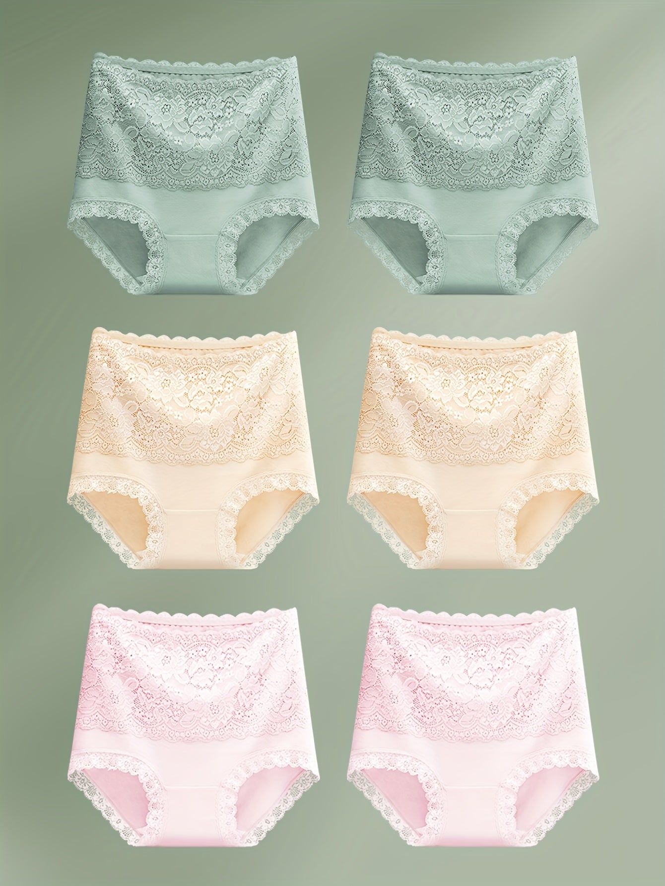 6pcs Jacquard Non Pinch Hip High Waist Everyday Lace Women'S Panties Panties for All Seasons, High Cut Panties for Women, Womens Plus Size Panties, Frilly Panties, Underwear for Women, Satin Panty for Women, Daily Wear Panties, Comfortable Undergarm