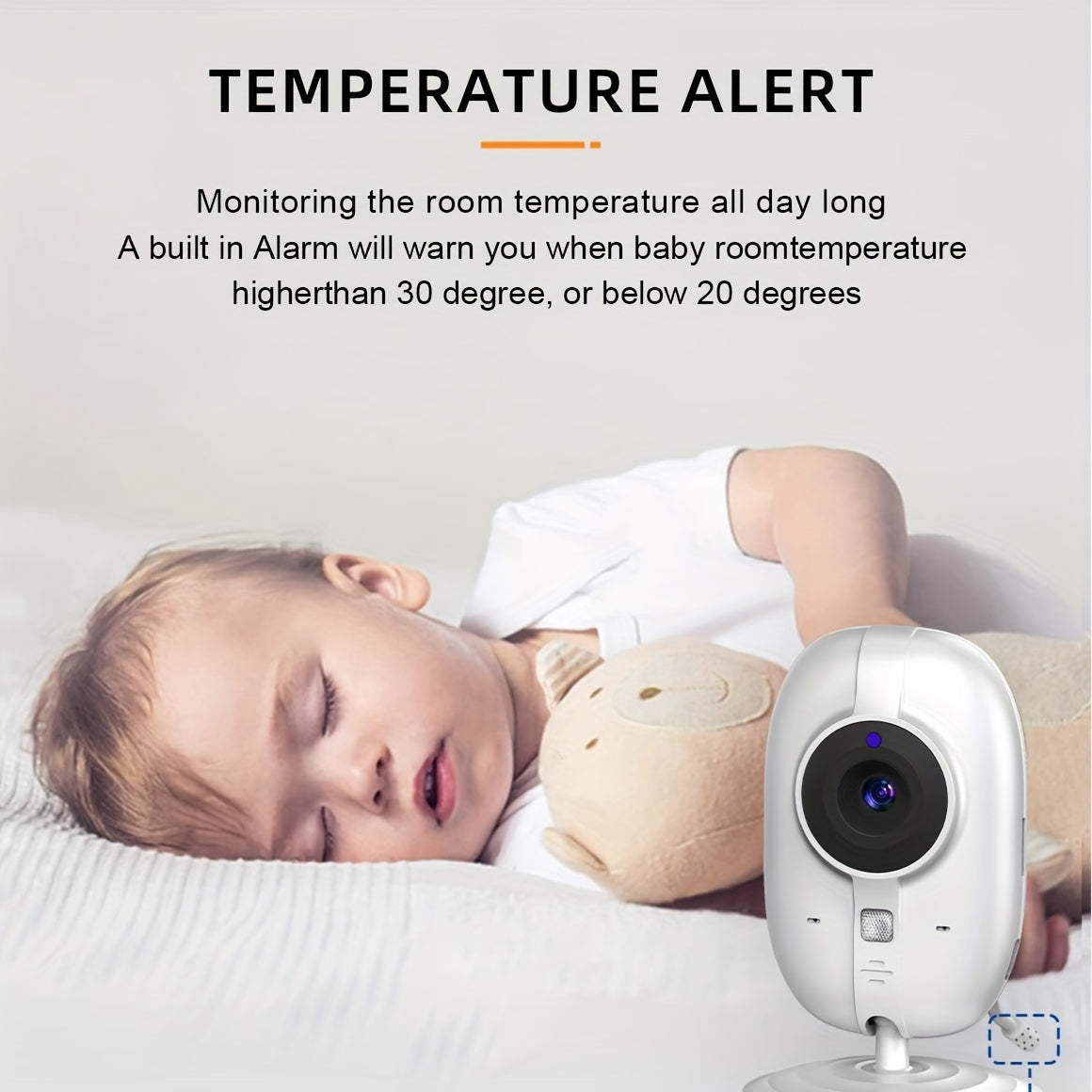 Children's Monitoring Camera, Monitor with Camera, Night Vision, No WiFi Required, Two-Way Audio, VOX Mode, Feeding Reminder, Temperature Sensor, and 8 Lullabies, Suitable for Halloween and Christmas Gifts