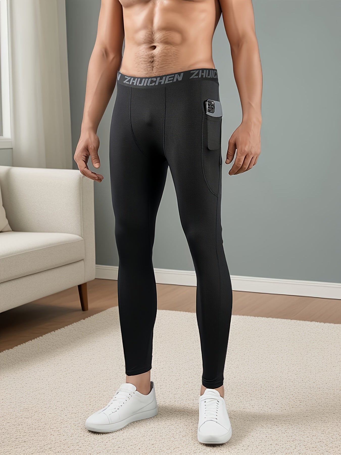 3pcs Men'S Compression Leggings with Pockets - High Stretch, Quick-Dry Athletic Tights for Basketball, Running And Fitness Training
