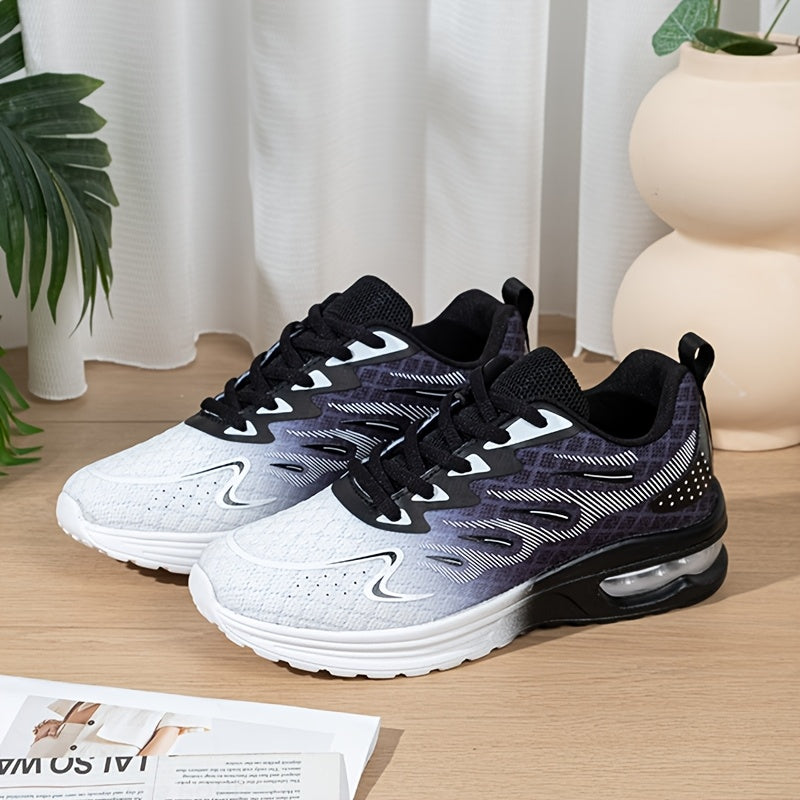 Gradient Color Air Cushion Shock-Absorbing Running Shoes, Casual And Versatile Wear-Resistant And Non-Slip Outdoor Sports Shoes, Woven Shoes, Women Shoes, Sneakers
