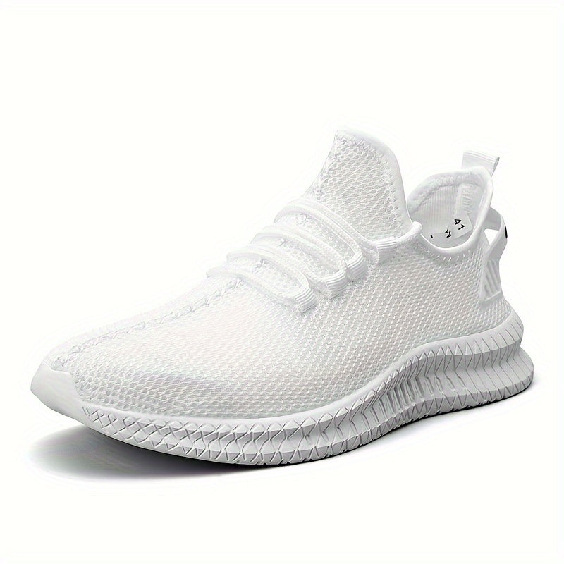 Men's Lightweight Low Top Sports Shoes - Solid Color, Rubber Sole, Fabric Upper & Insole | Breathable & Comfortable | Versatile Casual Design