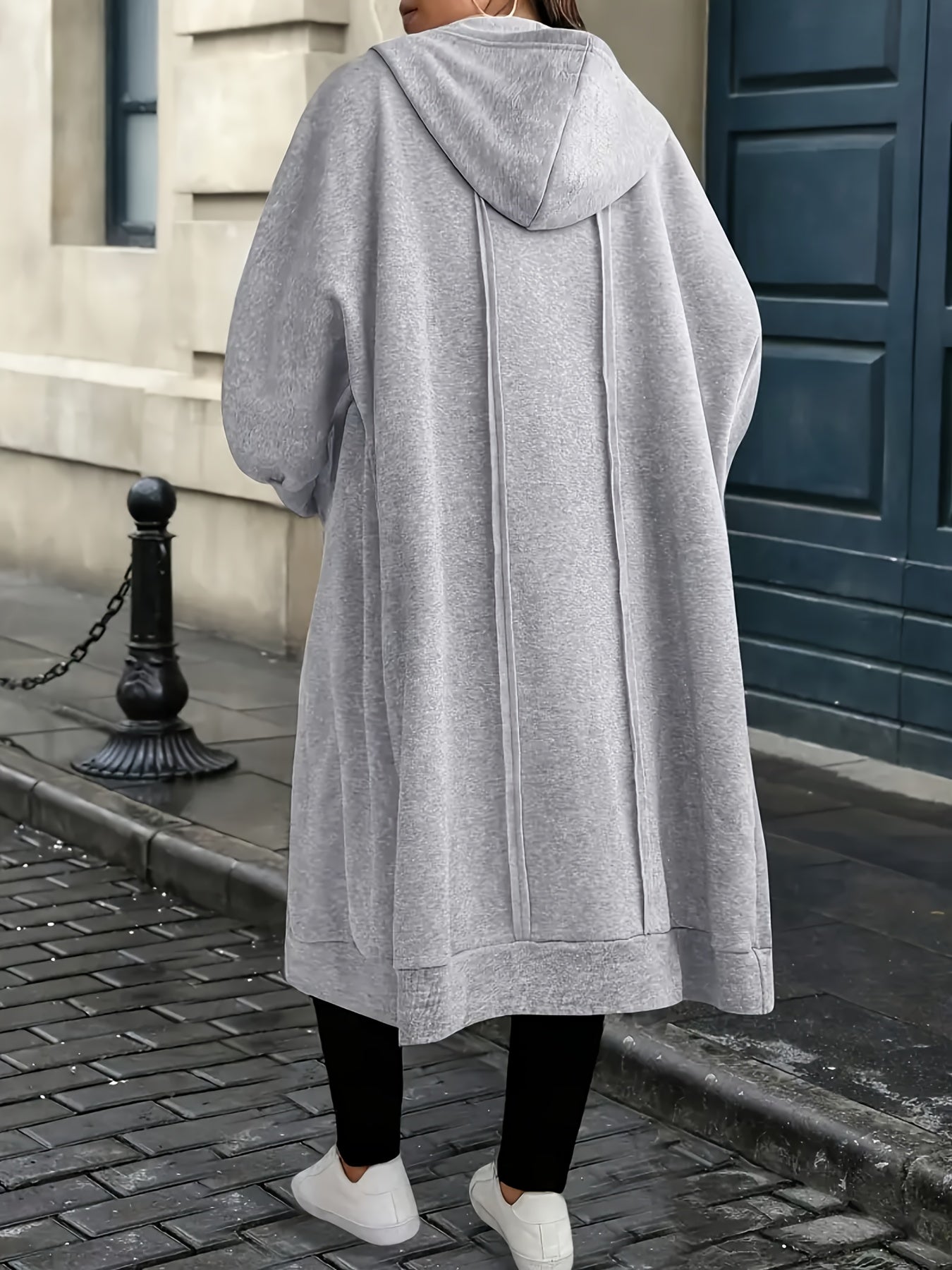 Plus Size - Plus Size - Plus Size Women'S Elegant Hooded Coat - Long Formal to Casual Outerwear, Zipper Closure, All-Season Chic Jacket for Everyday And Special Occasions, Stylish Layering Piece, Sophisticated Design, Durable Construction