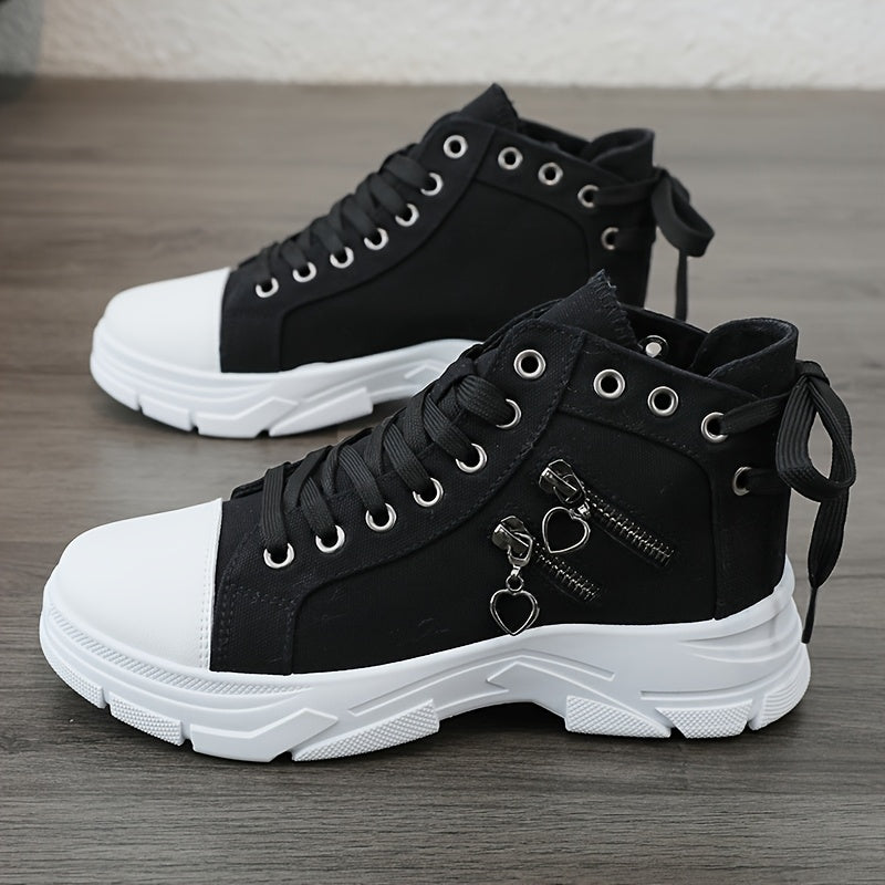 Sneakers, New High-top Shoes for Women 2025 Spring And Autumn Breathable Outdoor Leisure Thick Sole Heightened Zipper Versatile Sports