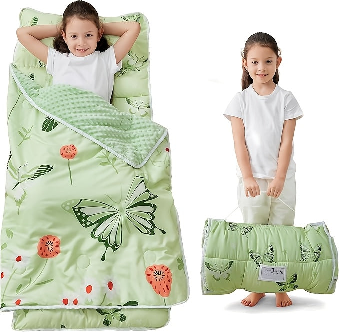 Large Rolled Sleeping Mats for Toddlers, Complete with a Pillow And Blanket, Ideal for Daycare, Preschool, And Camping Trips for Both Boys And Girls