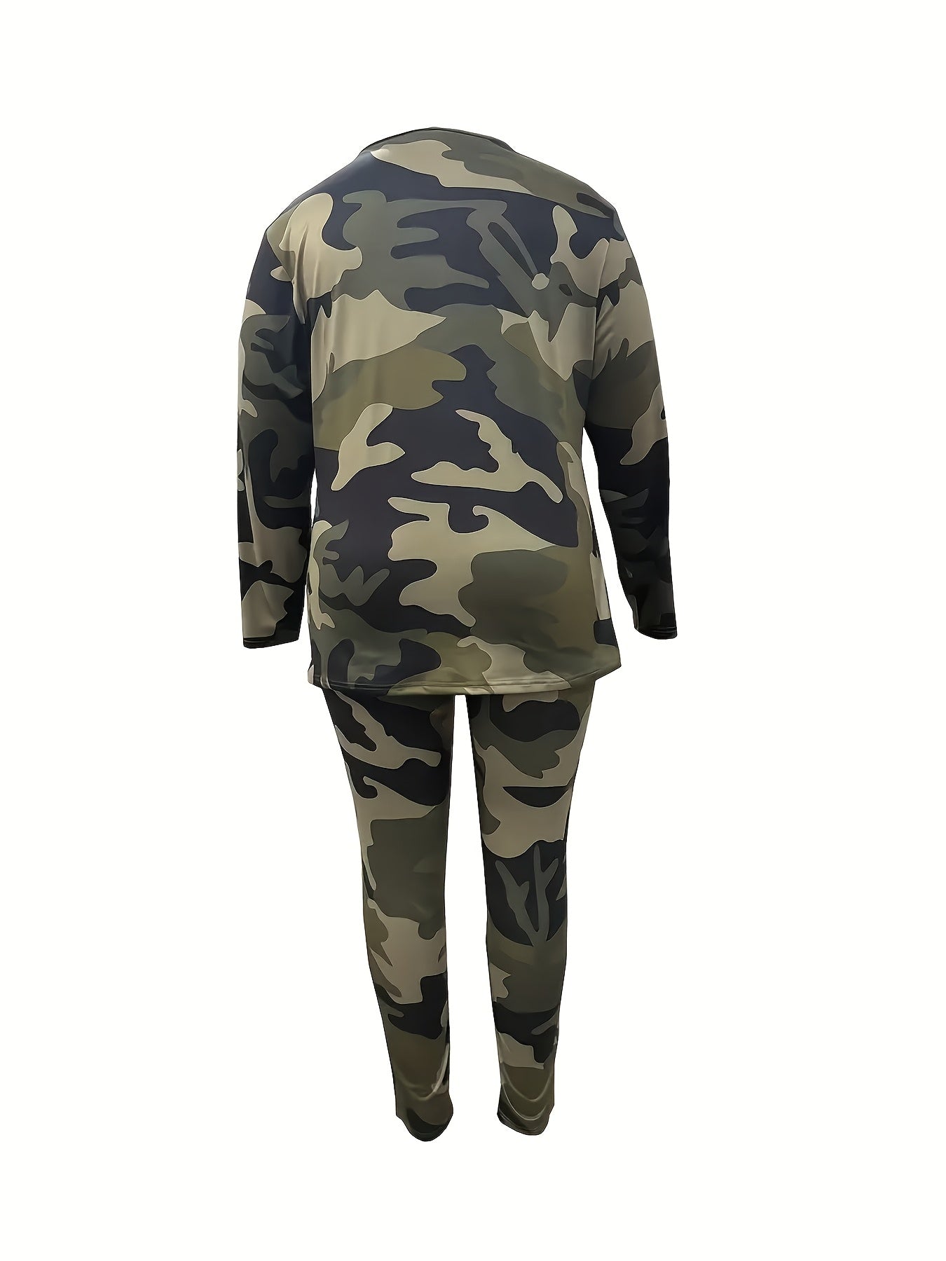 Plus Size - Plus Size - Women'S Plus Size Camouflage Suit, Pants with Pockets