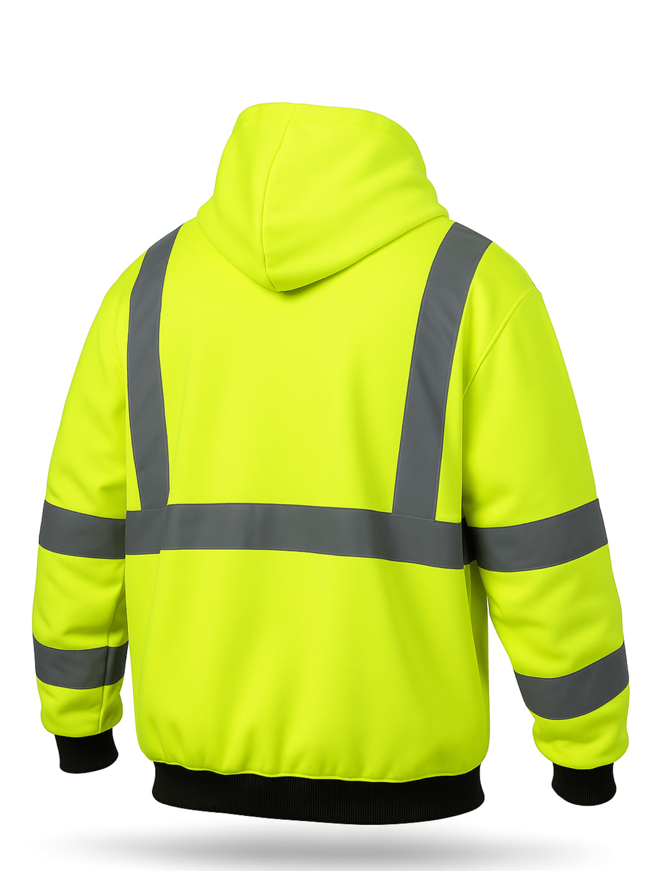 Hi Vis Heavyweight Hoodie ANSI Class 3 Type R Reflective Zip-Up Safety Sweatshirt for Construction with FREE Neck Gaiter