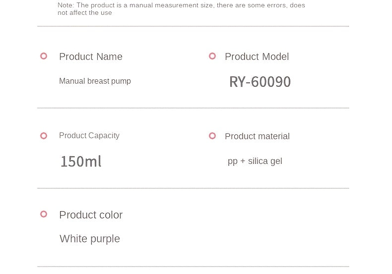 Manual Breast Pump, Manual Breast Milk Collector, Massage, Portable And Silent Milking Device, Nipple Nipple