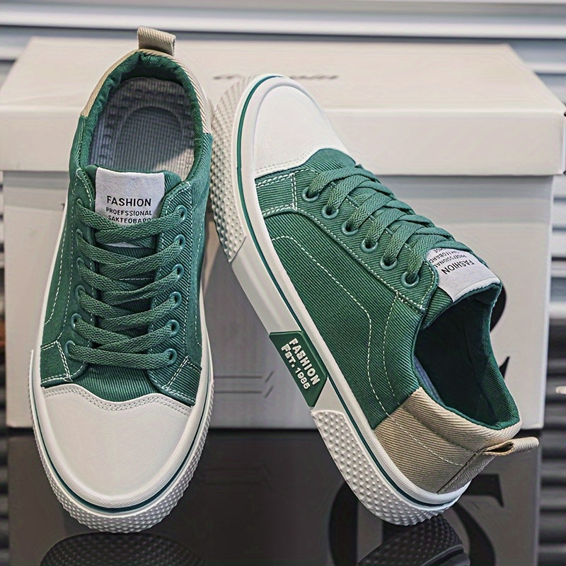 Men'S Fashion Sneakers - Blue And White Casual Canvas Sneakers with Lace-Up Closure, Comfortable for Street, Hiking And Outdoor Activities, All-Season Footwear, Casual Footwear | Lace-Up Sneakers | Comfortable Footwear