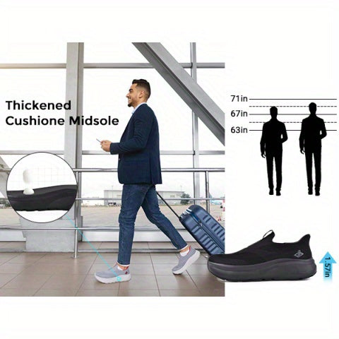 Mens Slip In Hands Free Shoes Wide Toe Box Arch Support Orthopedic Walking Sneakers Cushioned Thick Zero Drop Sole Metatarsal Pads