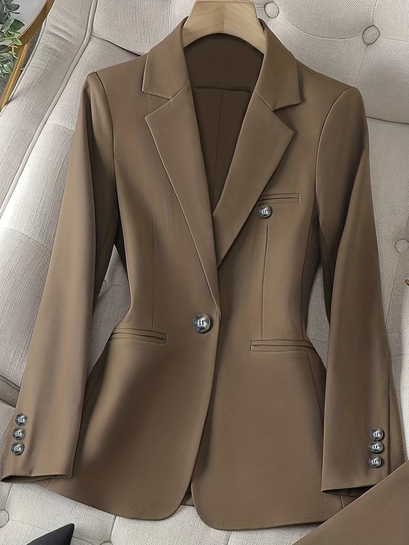 Solid Color Single Button Long Sleeve Single-Breasted Waistcoat Suit Pants 2pcs Set