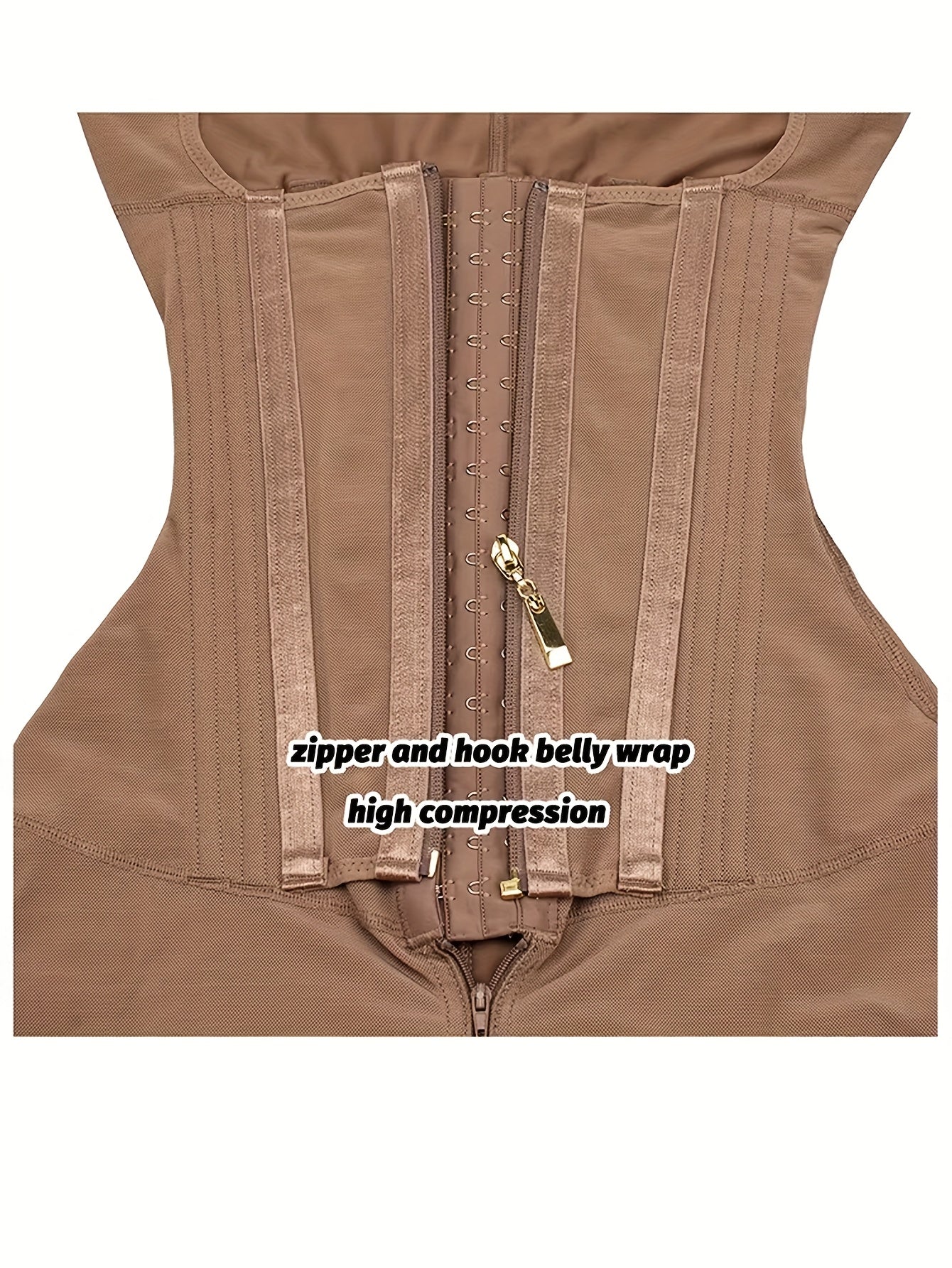 Women Plus Size 2in 1 Tummy Control Shapewear Bodysuit, Fajas Shapewear.adjust Hooks And Zipper Abdomen Trimmer Shapewear