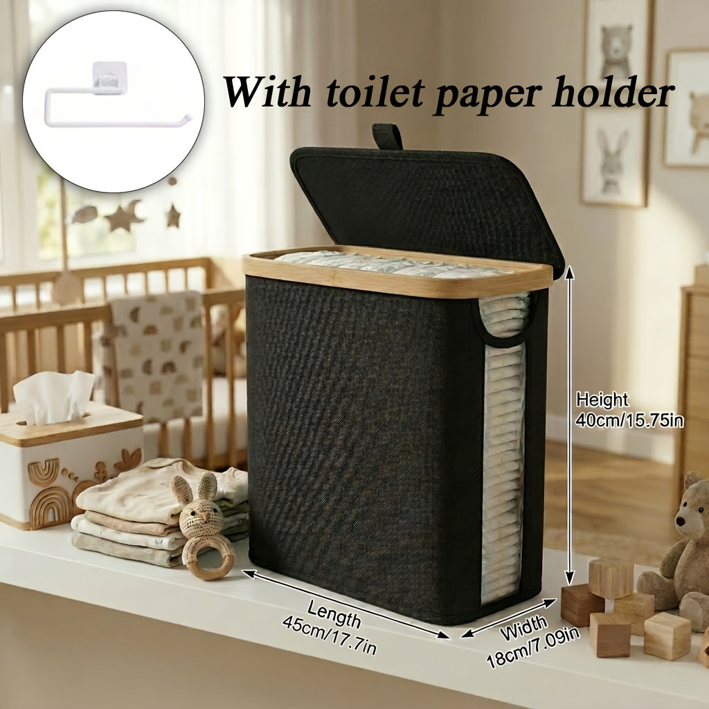 1/2pcs Lightweight Foldable Bamboo Border Storage Organizer, Water-resistant & Damp-proof, Space-saving Fits Drawers & Narrow Spaces, Multi-use for Toilet Paper, Diapers, Laundry, Easy to Store, Practical Home Organizer for Bathroom Bedroom Living