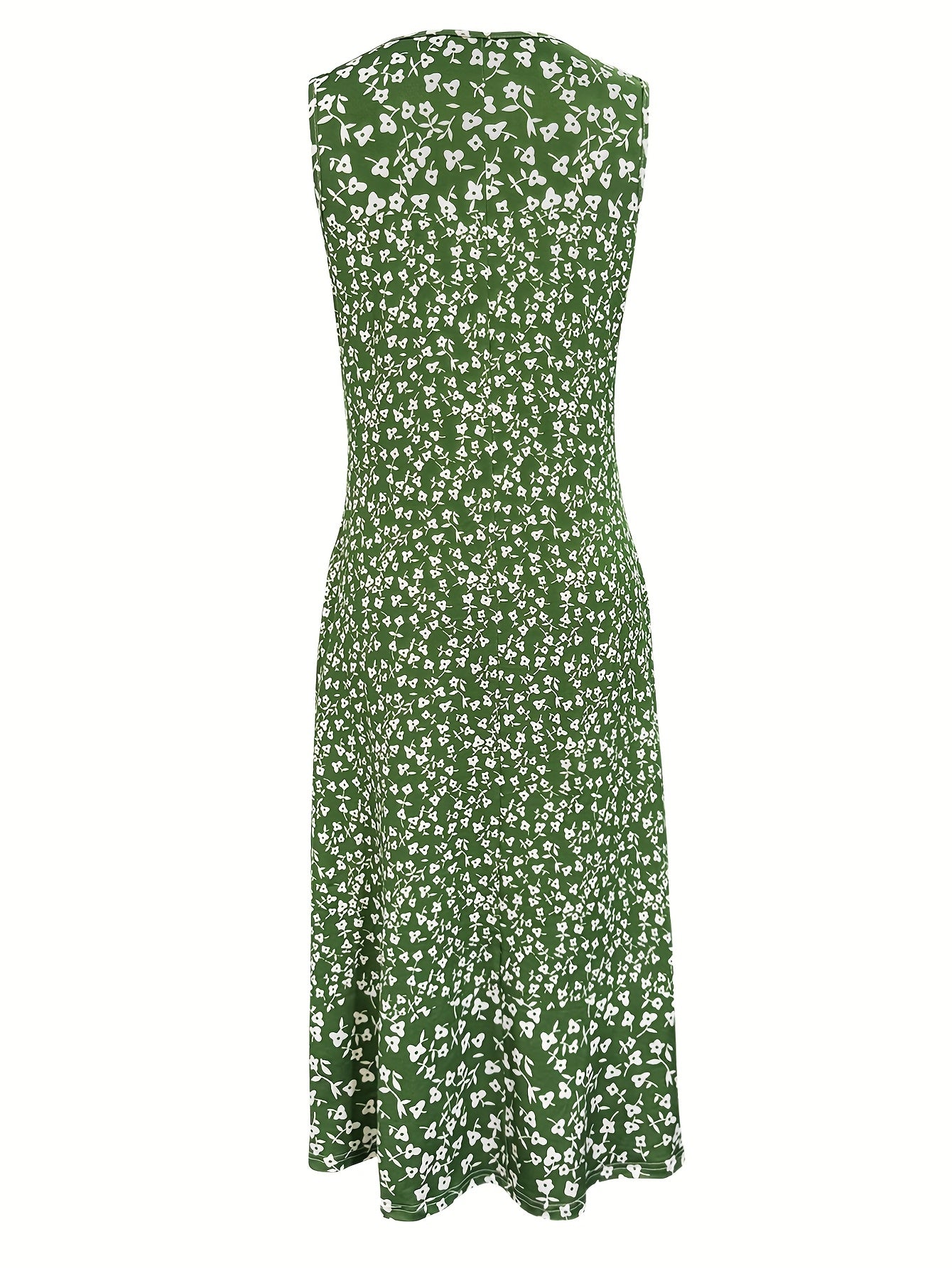 Fashion Small Floral Holiday Style Printed Vest Dress