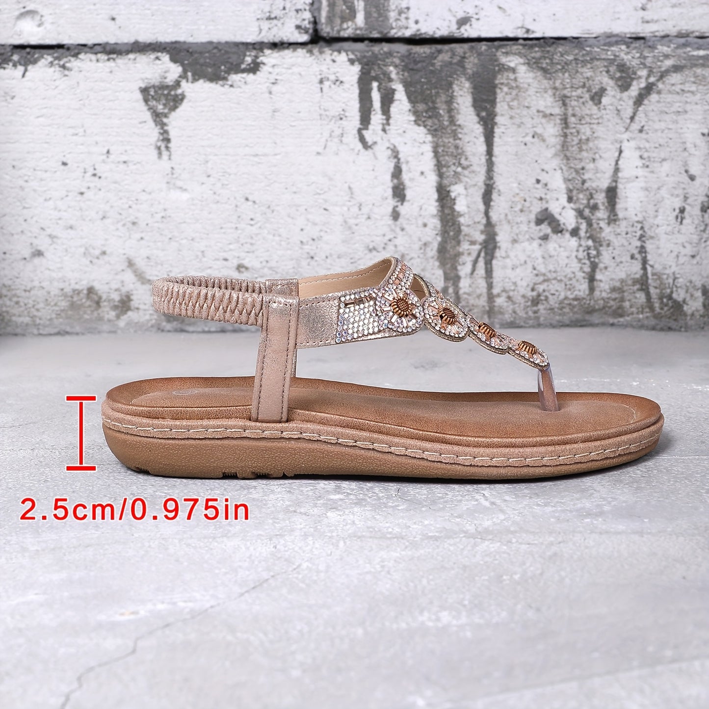 Large Summer Rhinestone Clip Toe Bohemian Style Versatile Herringbone Clip Toe Wedge Sandals for Women Roman Shoes, Women Shoes
