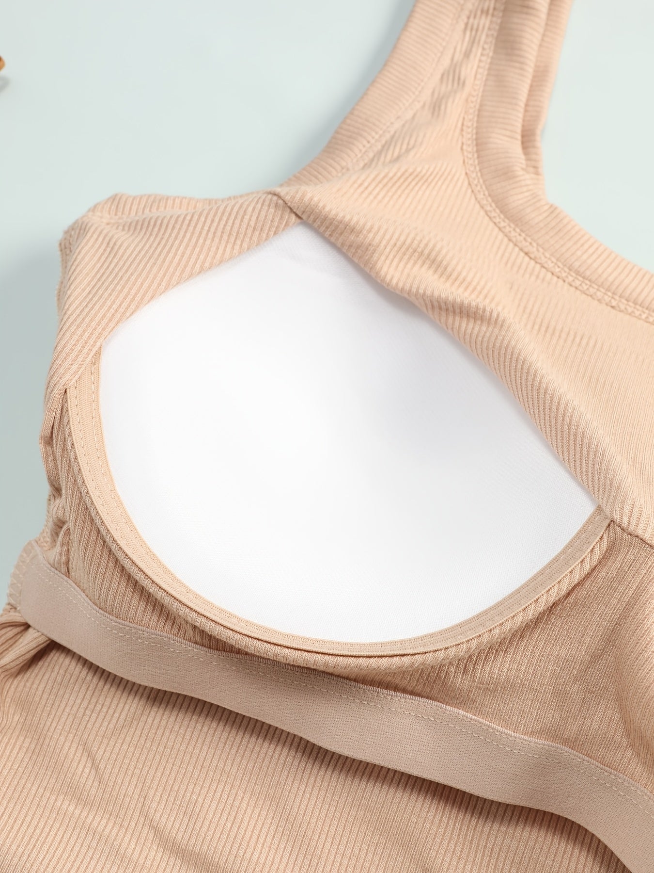 2pcs Of Women's Seamless U-shaped Strap Textured Vest-style Underwear, Built-in Breast Pads, Solid Color Bottoming Style, Suitable for All Seasons, Suitable for Both Inner And Outer Wear