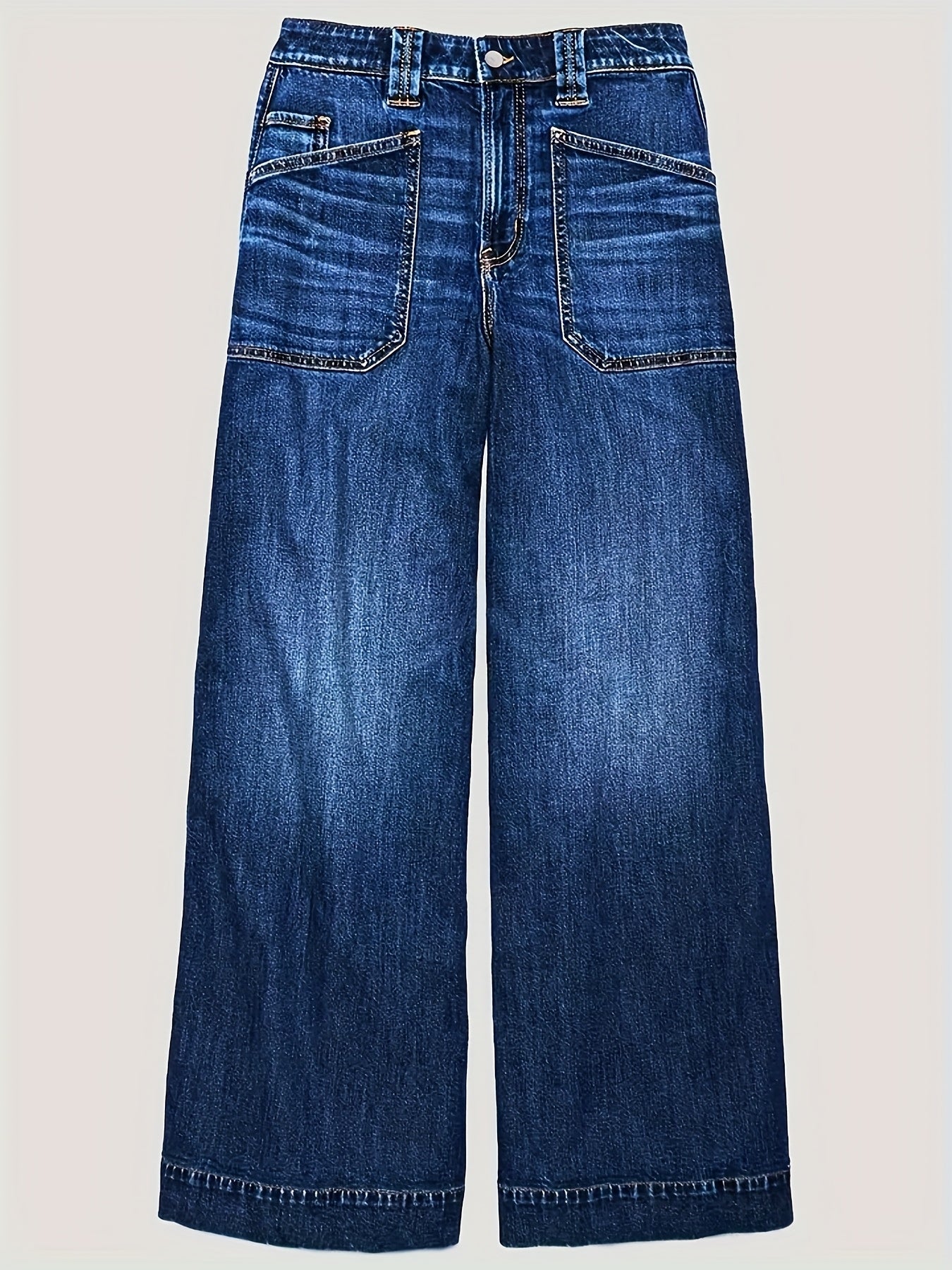 Retro Loose Washed Jeans for Women, Spring And Autumn New High-waisted Slanted Pocket Slightly Flared Stretch Versatile Wide-leg Pants, Jeans for Women Mid Rise, High Stretch Jeans for Women, High Waisted Jeans for Women, Tight Jeans, Straight Leg Jeans f