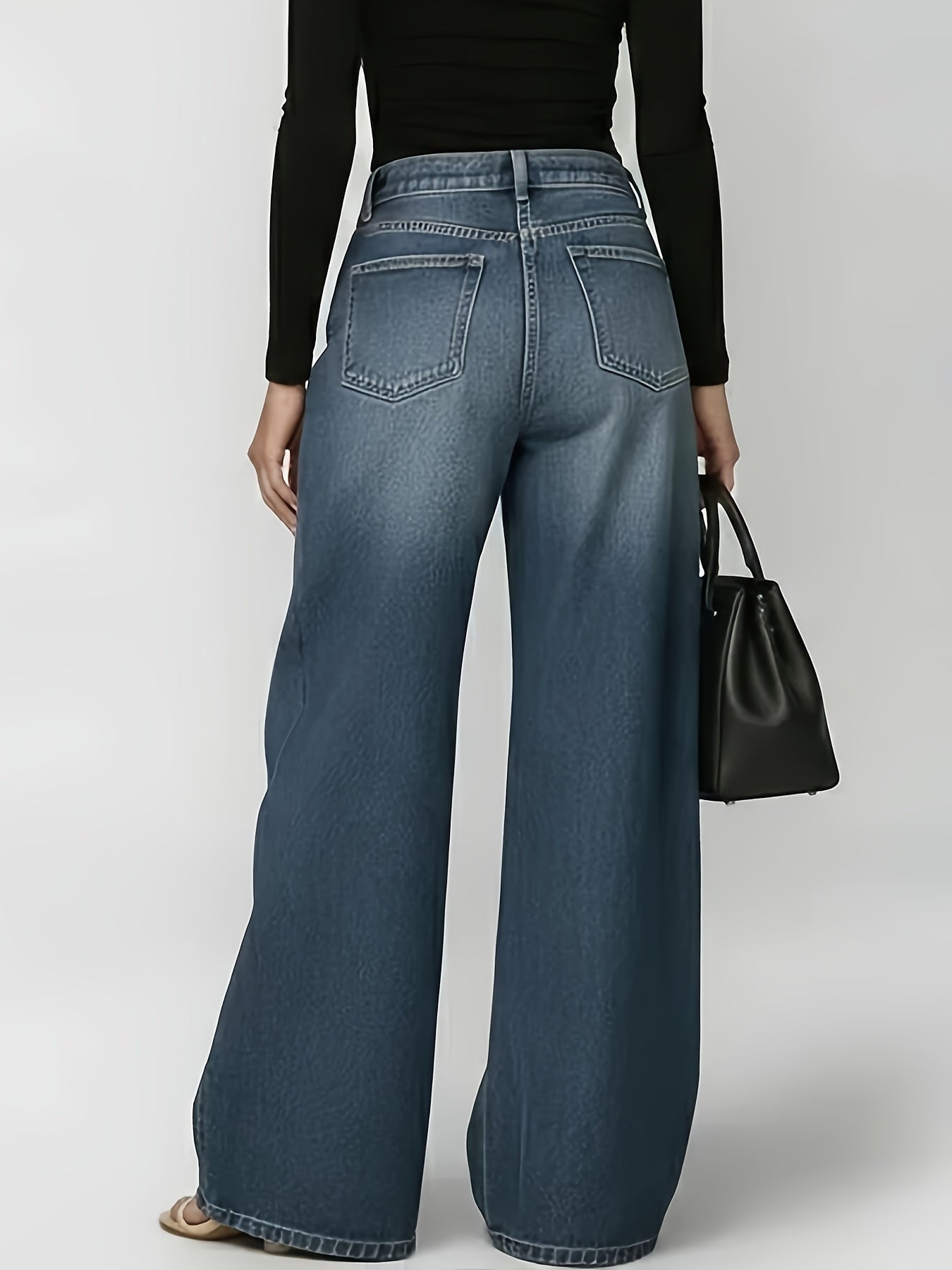 Women's Black Denim High-Waist Jeans - product view 40