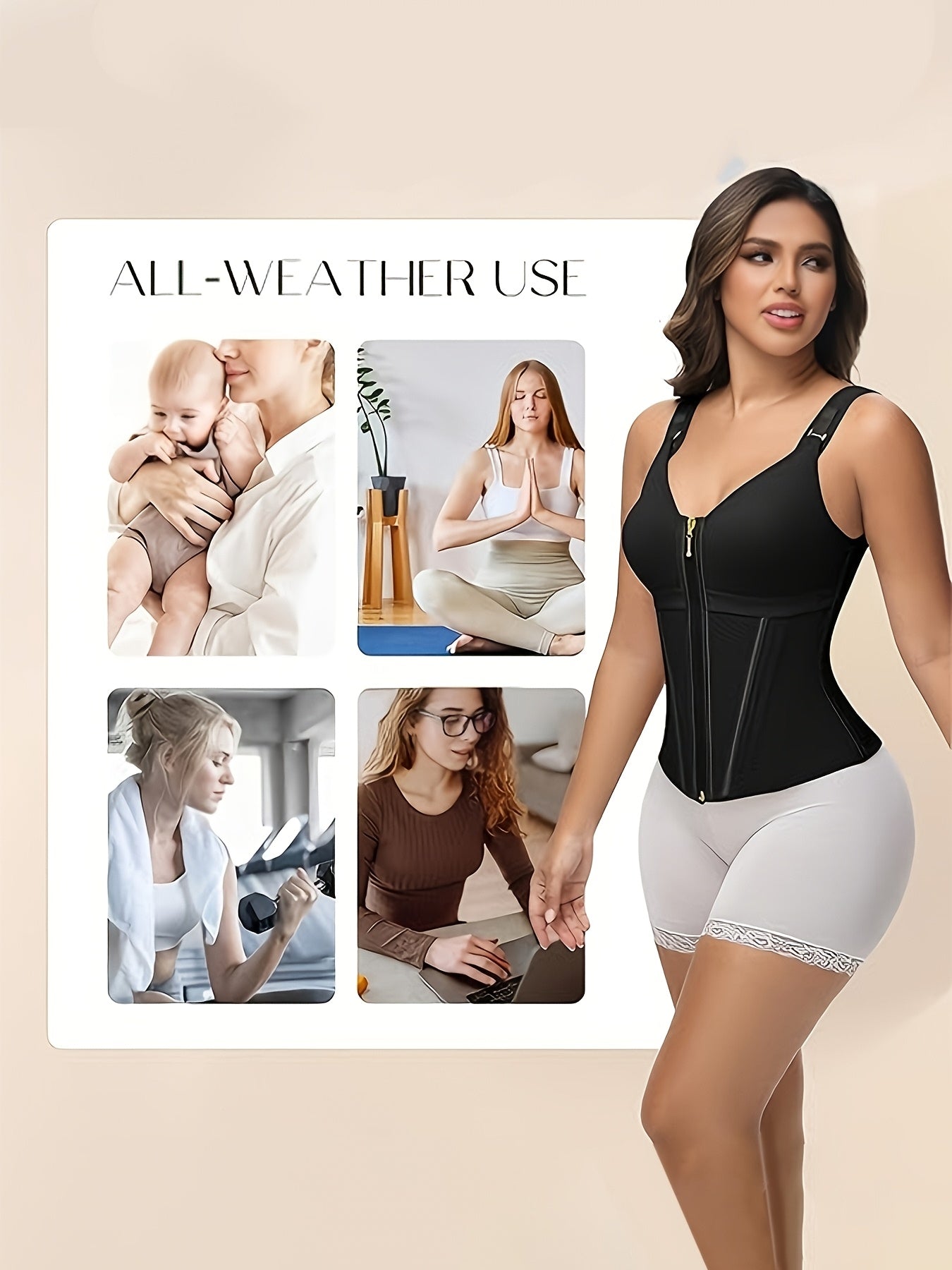 Extreme Latex Corset Waist Vest With Bra, Sports-Style Underwear Corset Belt, Adjustable Straps, Tummy-Control Shaping Pants, Detachable Straps With Zippered Crotch, Summer'S Top Choice For Layering