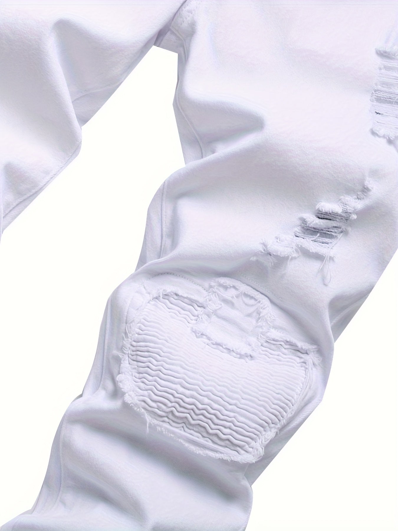 Casual Trend Jeans for Men in White with a Slim Fit And Ripped Design