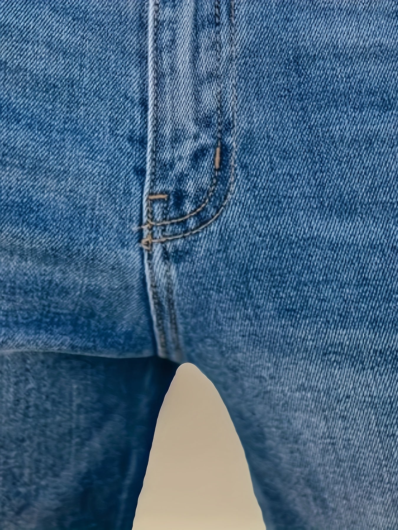 Bright Steel Blue Denim High-Waist Jeans - product view 6
