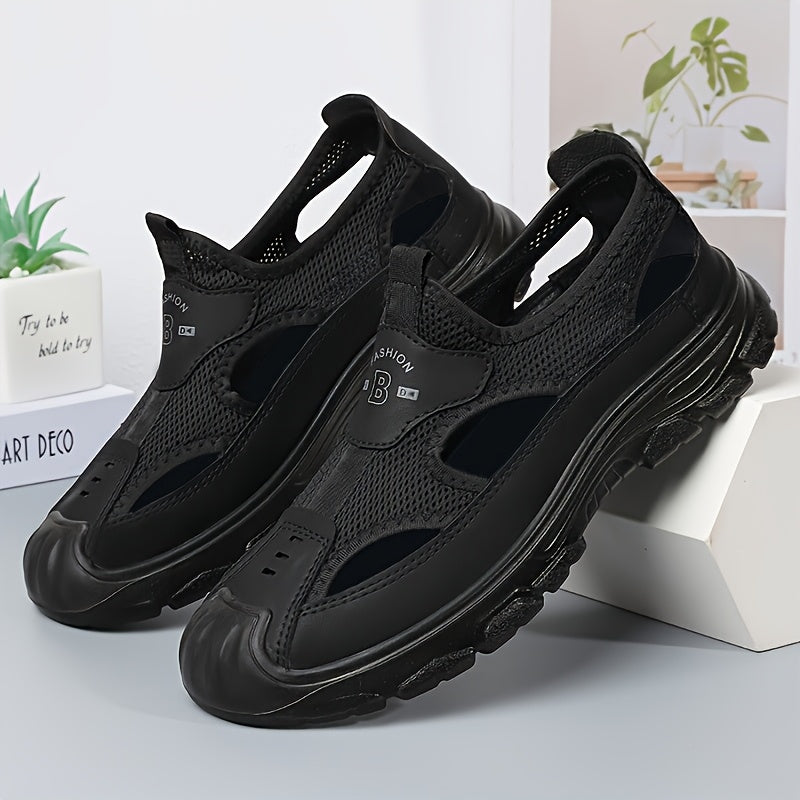 Men's Lightweight Breathable Slip- Sandals with Hollow Sole Technology - Low-Cut Sole & Upper, Round Toe Beach Sneakers Suitable for, Casual Wear, Outdoor Sports - - Comfortable Athletic Footwear