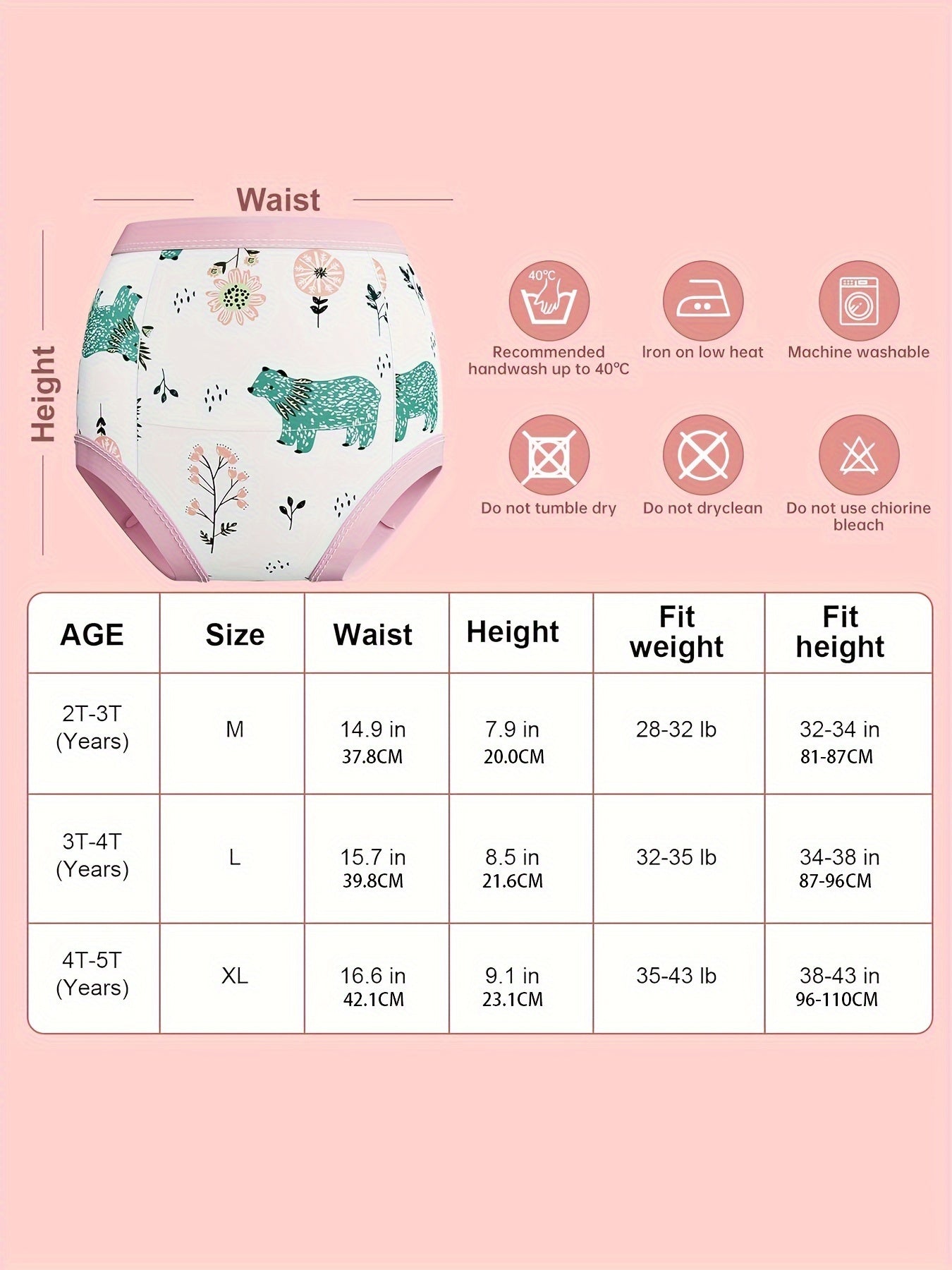 Potty Training Underwear, Toddler Absorbent Training Pants, Toddlers Pee Training Diaper Underwear Girl