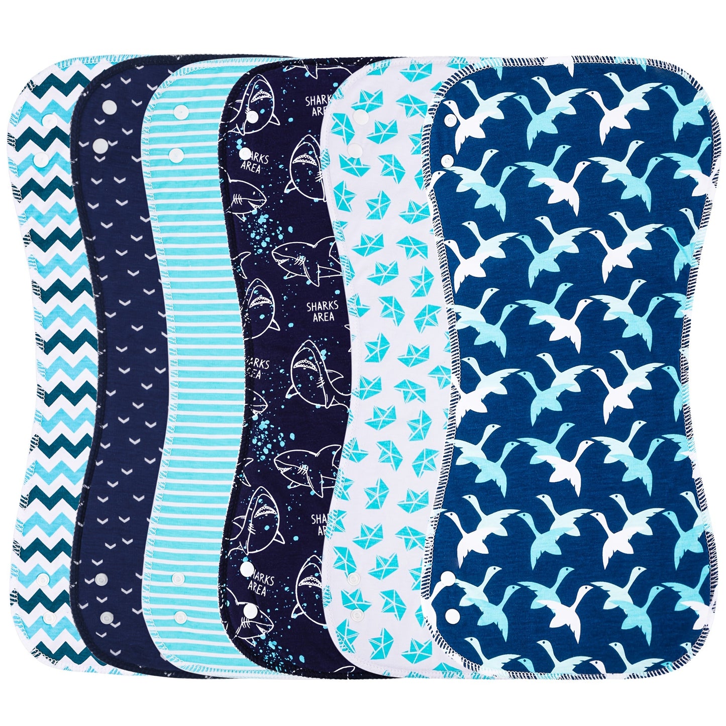 Baby Burp Cloths with Snap Large Size 3-Layers Thicken Super Absorbent And Soft Baby Spit Up Burping Rags Baby Burp Cloth Set for Boys 6pcs
