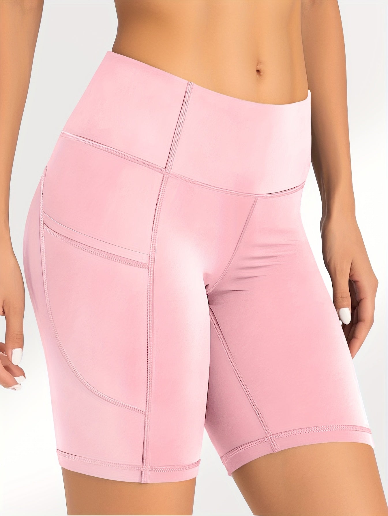 5pcs Set Of Large Sports Shorts For Women, Fashionable Casual Shorts, High Waist High Stretch Yoga Shorts, 5-inch Shorts With Phone Pocket