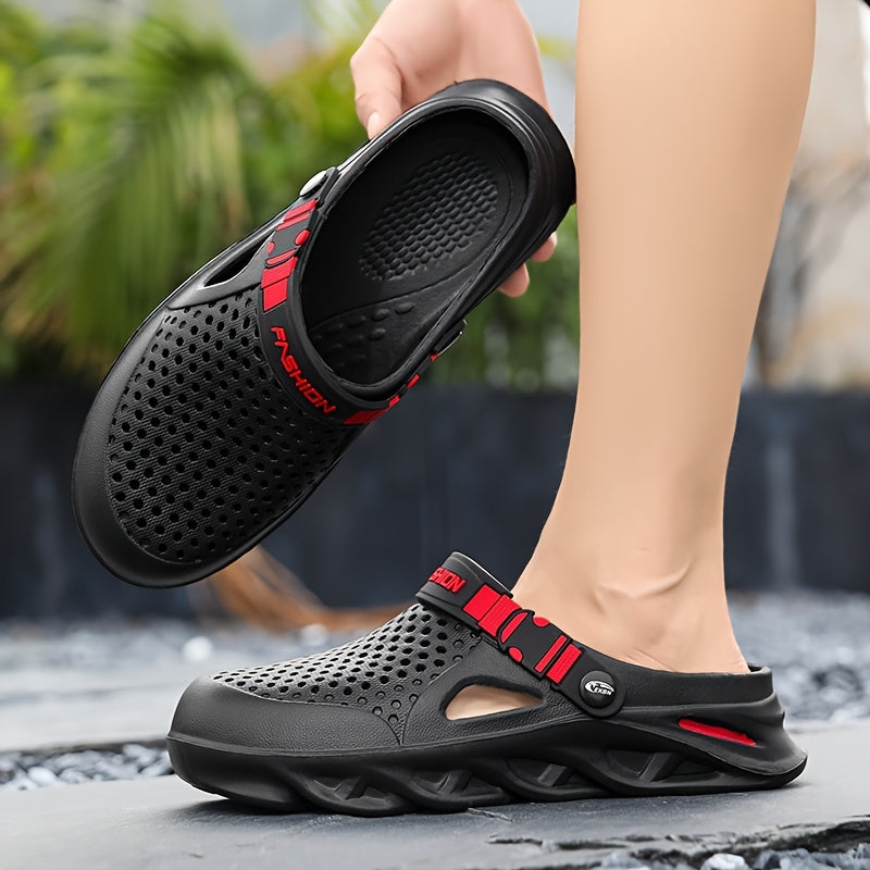 Men's Clogs, New Summer Non-Slip Thick-Soled Wrap-Round-Toe Beach Shoes, Trendy Unisex Outdoor Slippers for Men's Outdoor Wear