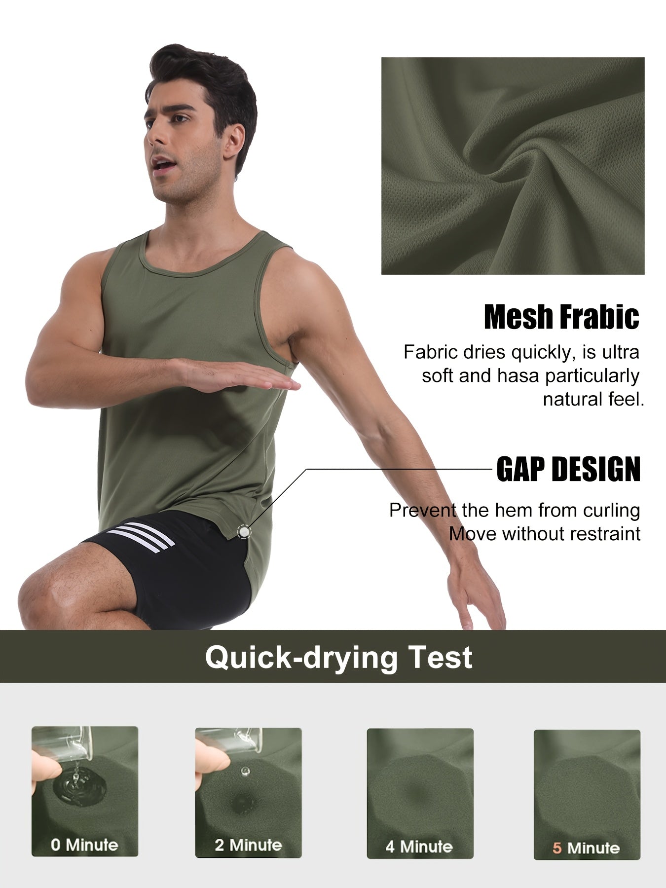 Kinglaman 6-pc Men'S Tank Tops Sleeveless Quick-Dry T-Shirt for Running Gym Sports Breathable Vest Tops