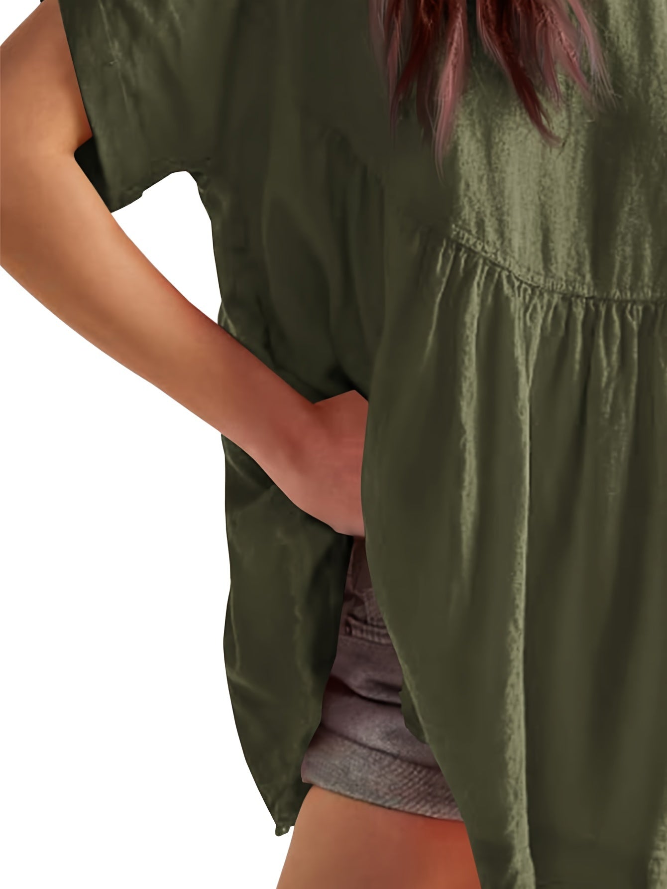Women's Beige Oversized Short-Sleeve Shirt - product view 29