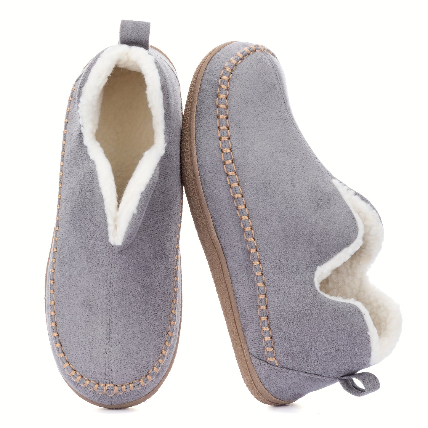 Women'S Non-slip Slippers, Fleece Lined, Cozy Bootie Style With Arch Support, Cushioned Comfort For Fall And Winter, V-neck Design With Non-slip TPR Sole - Multifunctional Indoor/outdoor Design With Arch Support, Fun Slippers, Women'S Warm Shoes