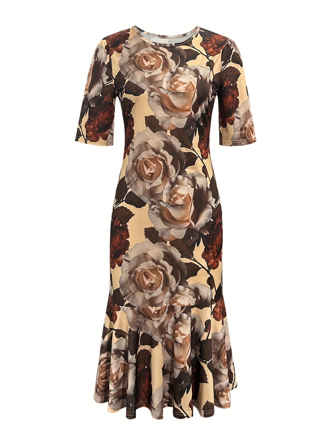 Summer New Retro Versatile Fashion Floral Print Women'S Dress