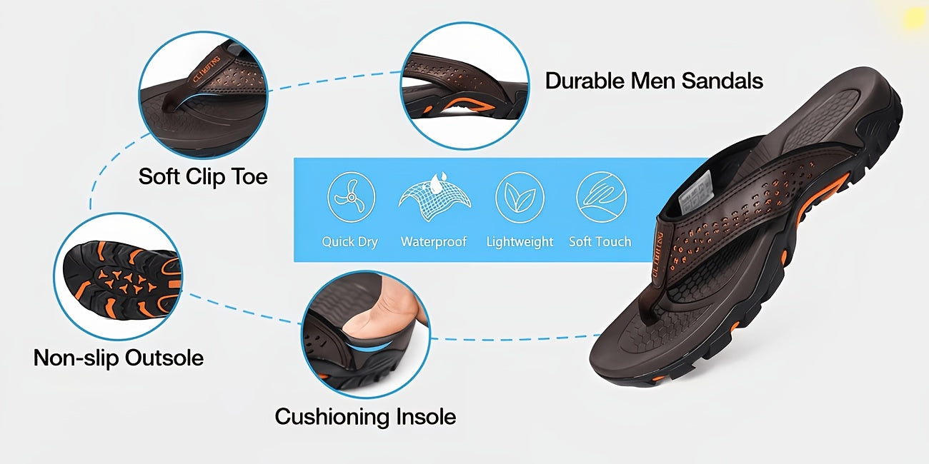 Men's Arch Support Athletic Flip Flops - Quick-Dry Non-Slip Sole, Lightweight Thong Sandals Suitable for Pool, Gym, Beach & Outdoor - Wide Strap for Stability, Year-Round Wear (Swimming,, Casual)