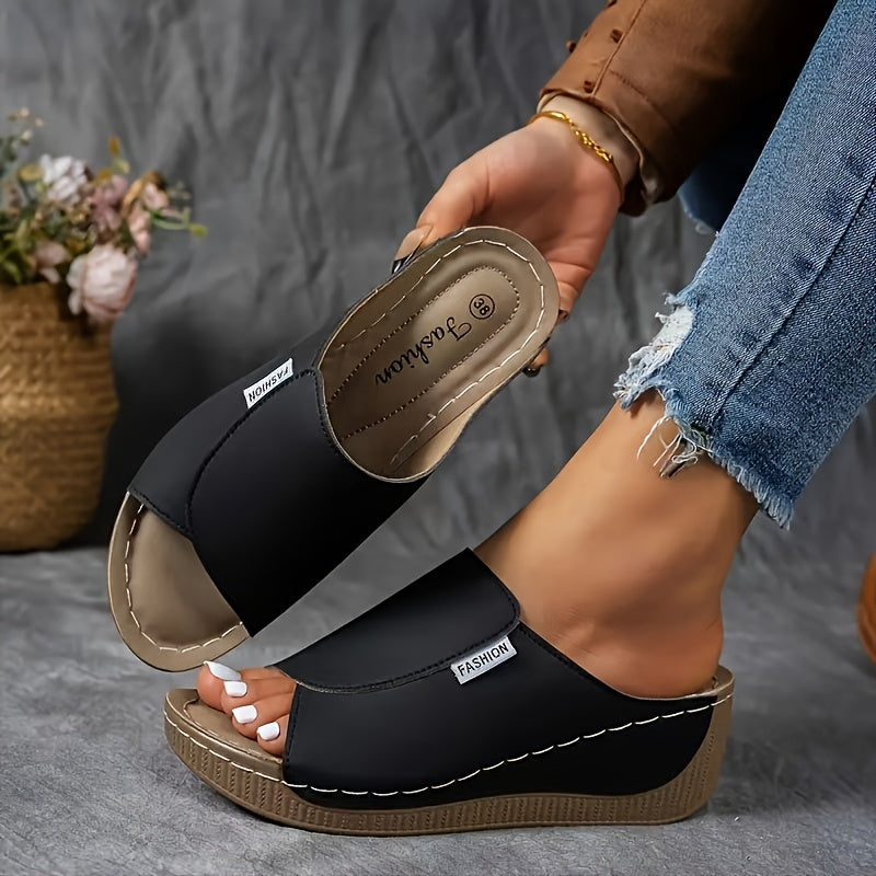 Lady Elegant Comfort Arch Support Sandals - Lady Solid Color Sandals - Breathable, Soft Sole, Fashionable, Versatile, Daily Wear, Casual Terrace, Elegant, Lightweight Summer Fashion Heeled Sandals