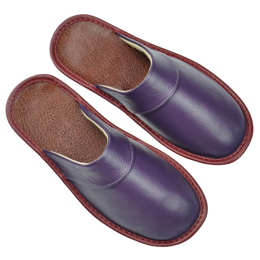 Wide Width Genuine Leather Slippers Oversized Non-slip Genuine Leather Slippers Winter Spring Autumn Summer Indoor Slipper for Men Women| Casual Single Slides Shoes